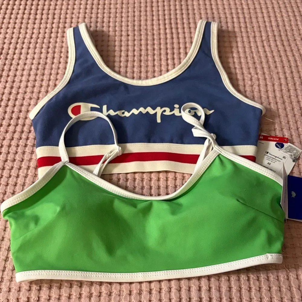 NWT Champion Blue and Green Sports Bra Bundle Size XS